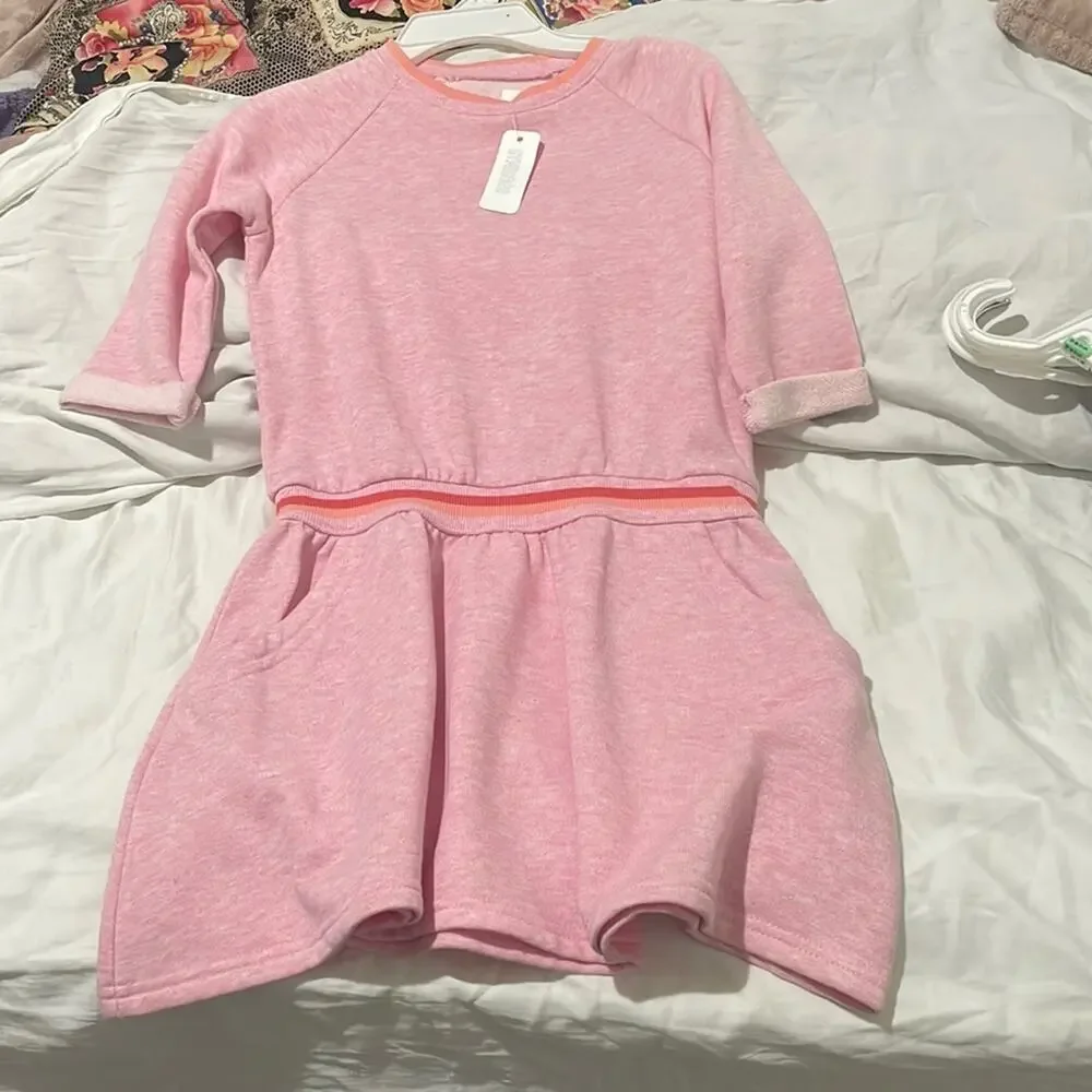 Gymboree medium 7/8 pink sweatshirt dress pockets mini 3/4 sleeves nwt perfect